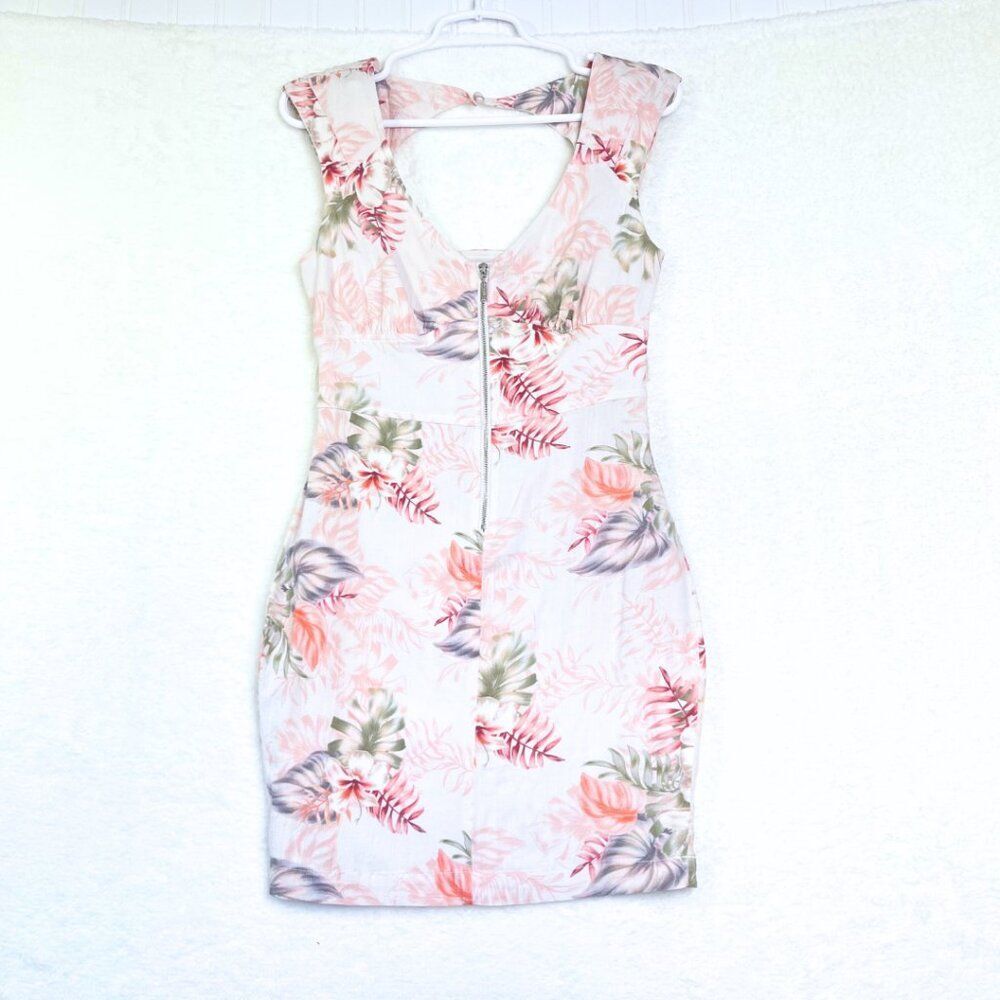GUESS| Tristian Tropical Floral Print Open Back Mini Dress